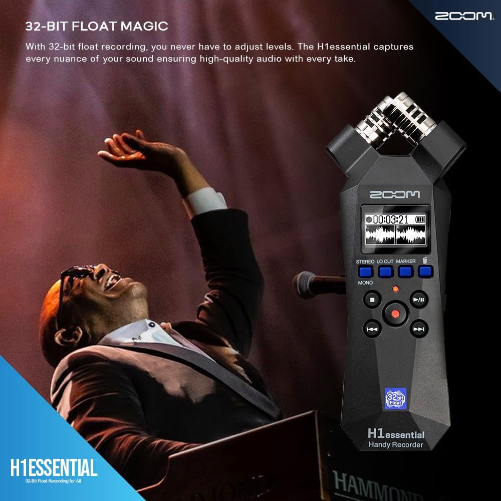 Stereo Handy Recorder Portable Audio Recorder 32 Bit Float USB X/Y Microphone 64GB SD Tripod Headphone G46663