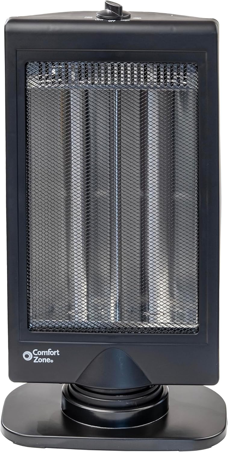 Oscillating Portable Space Heater, Flat Panel, Halogen, Infrared, Electric, 800W C8976
