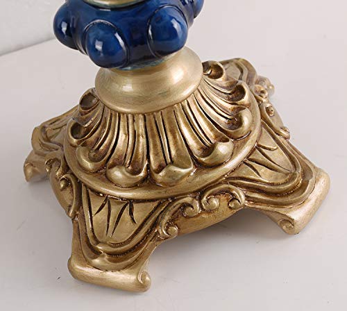 Blue Fabric Lampshade Resin Lamp, 13 in W, 21.6 in H W36896