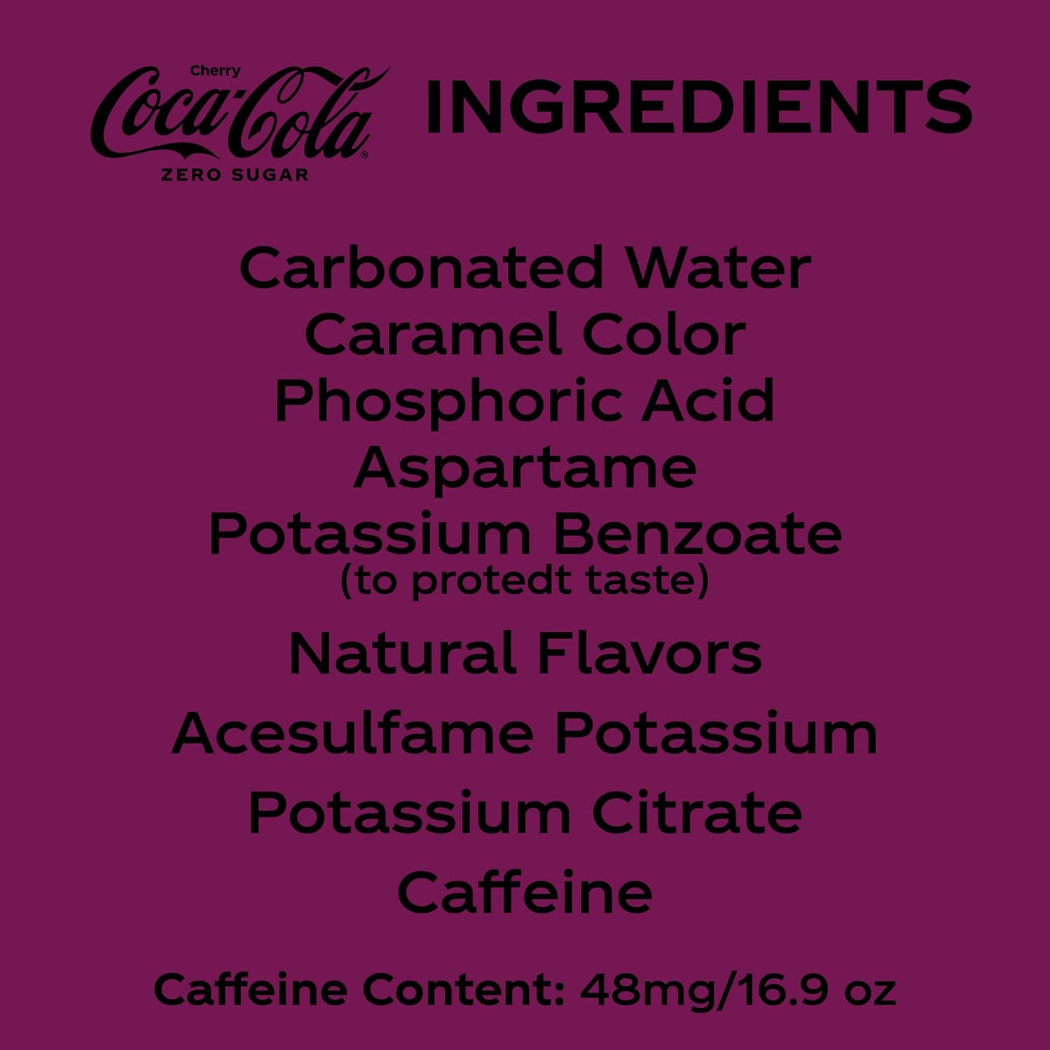 Cherry Coke Zero Sugar Soda Soft Drink, 16.9 fl oz, 12 Pack M948