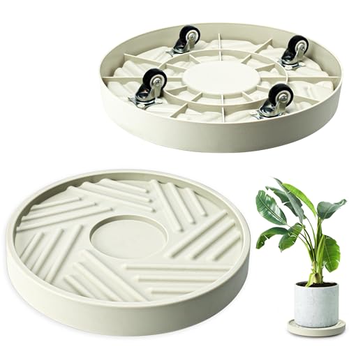 Gray 14 inch Round Plant Caddy with Wheels G2623