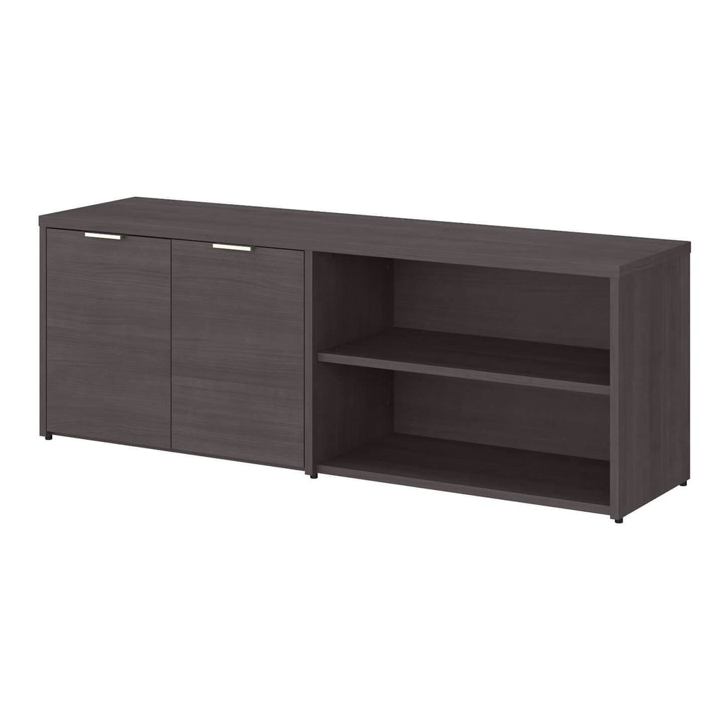 Storm Gray White Low Storage Cabinet with Doors and Shelves T441544