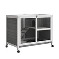 Natural Wood Rabbit Cage with Wheels L756
