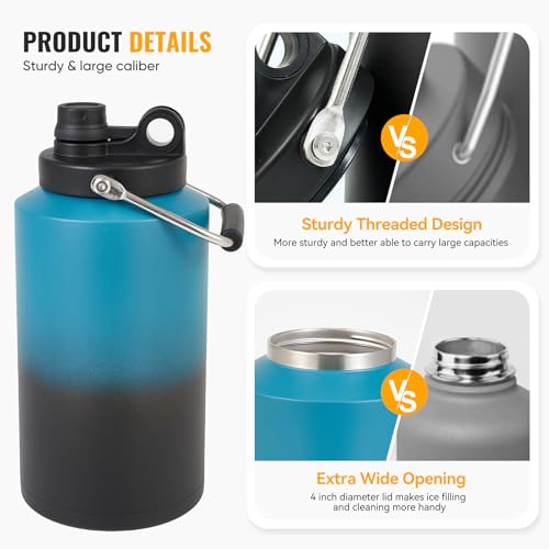 Insulated Gallon Jug, 128oz Stainless Steel Double Vacuum Water Bottle M8129