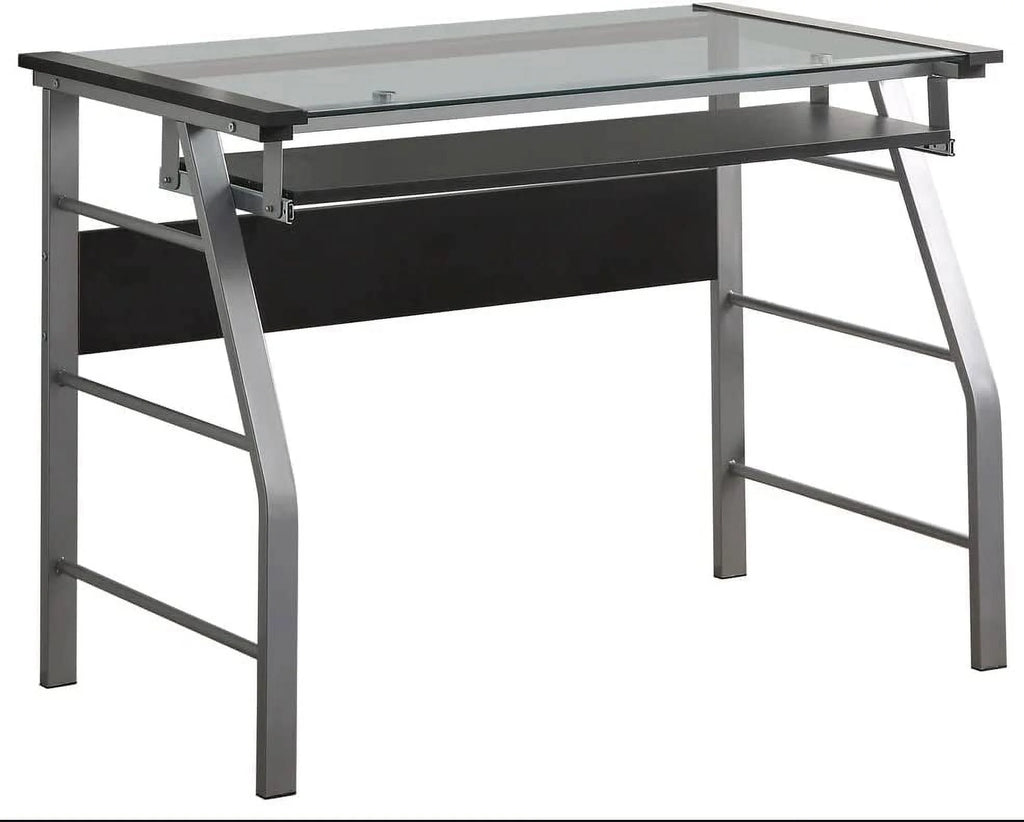 Metal and Glass Top Computer Desk Q490592