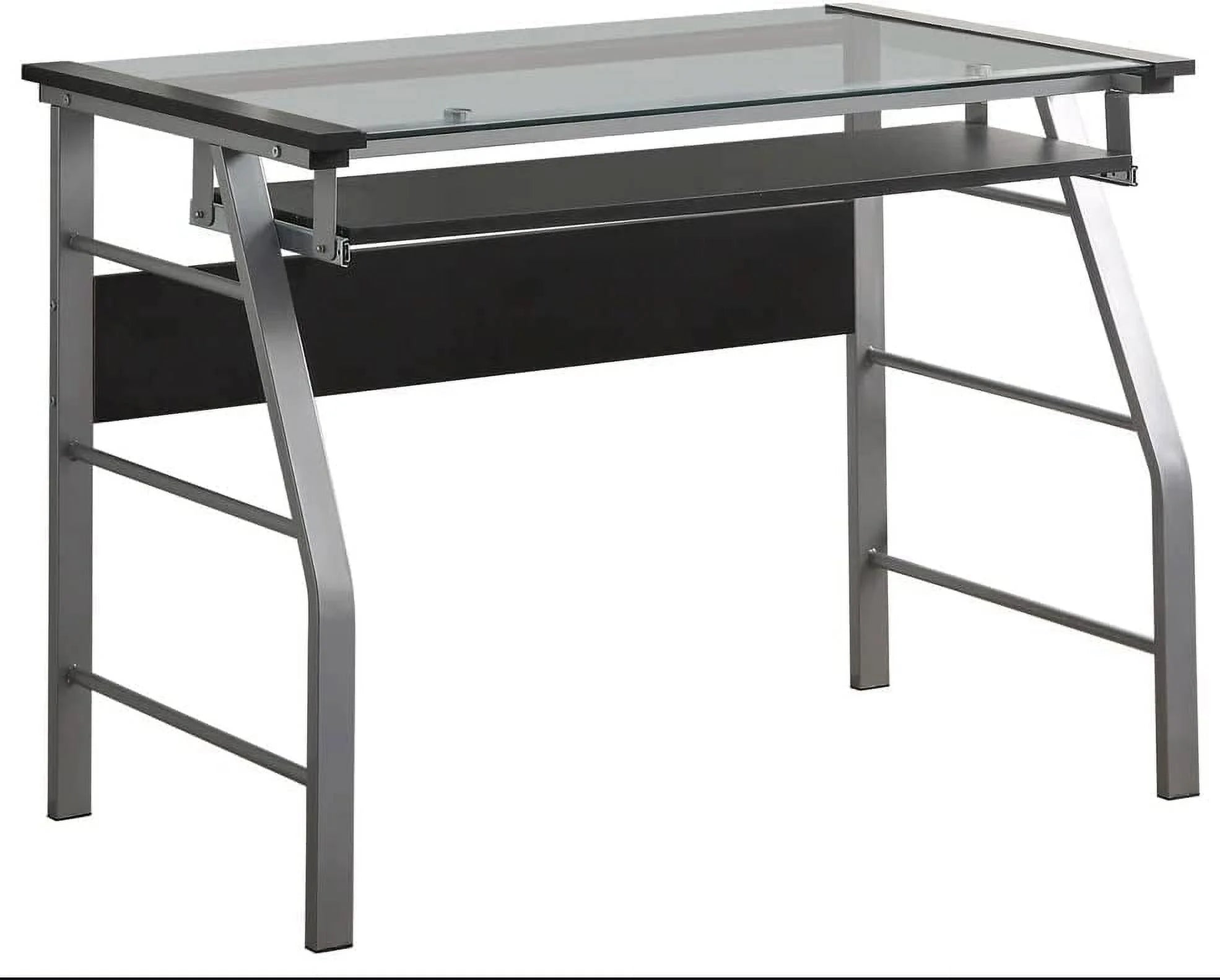 Metal and Glass Top Computer Desk Q490592