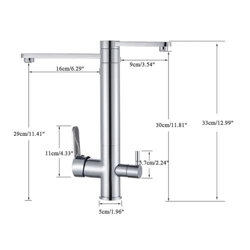 Chrome Dual Handles Cold Hot Water Mixer Tap Filter 2 Spouts Rotation Kitchen Faucet I1835