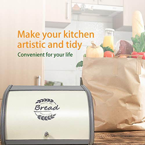 Metal Bread Box with Roll Top Lid Z2588