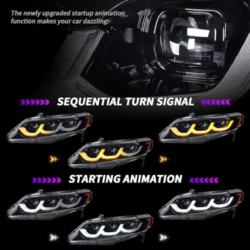 3 Projector Head Lamp Assemblies for 8th gen Civic Sedan Q759