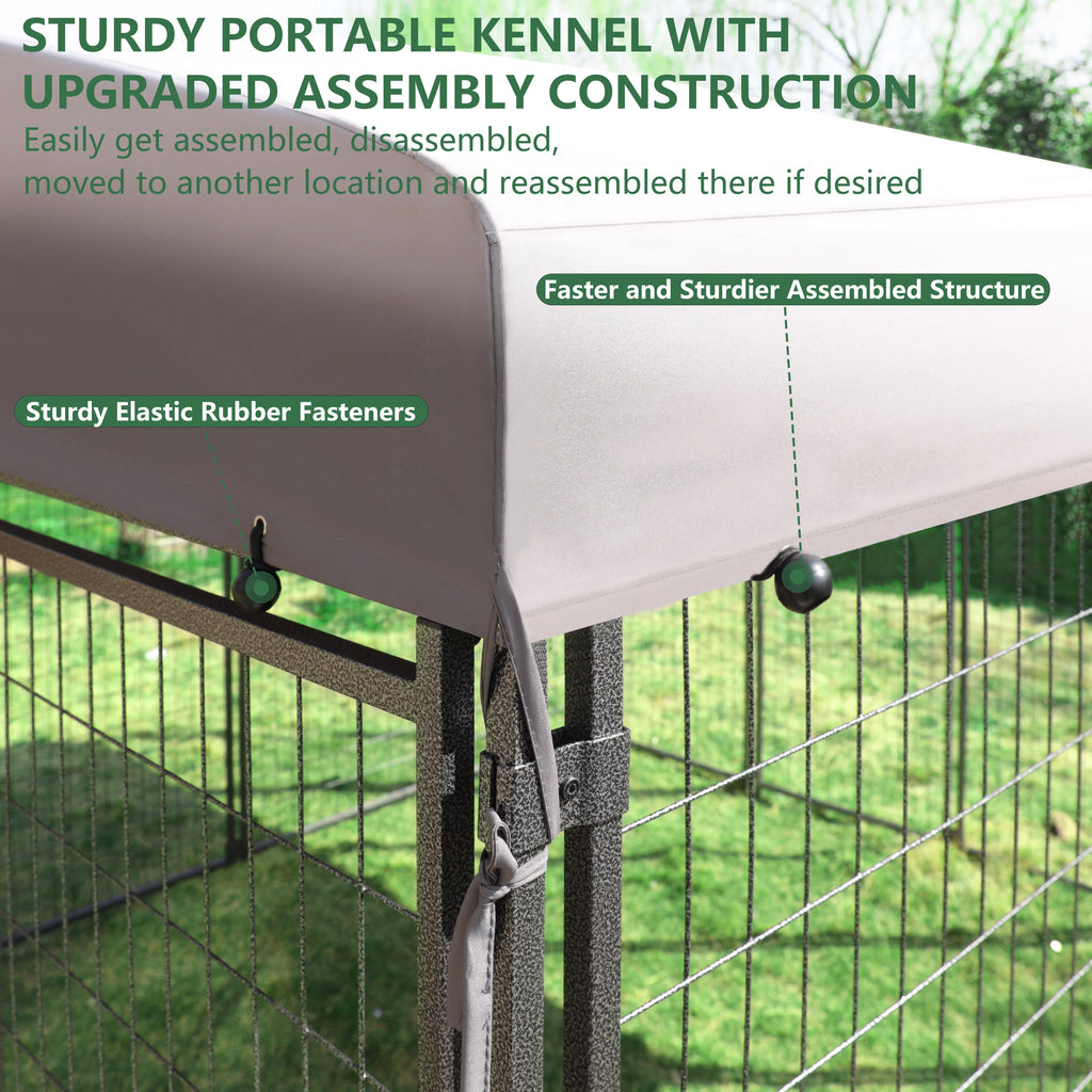 10x10 ft Outdoor Dog Kennel with Waterproof Canopy B321151