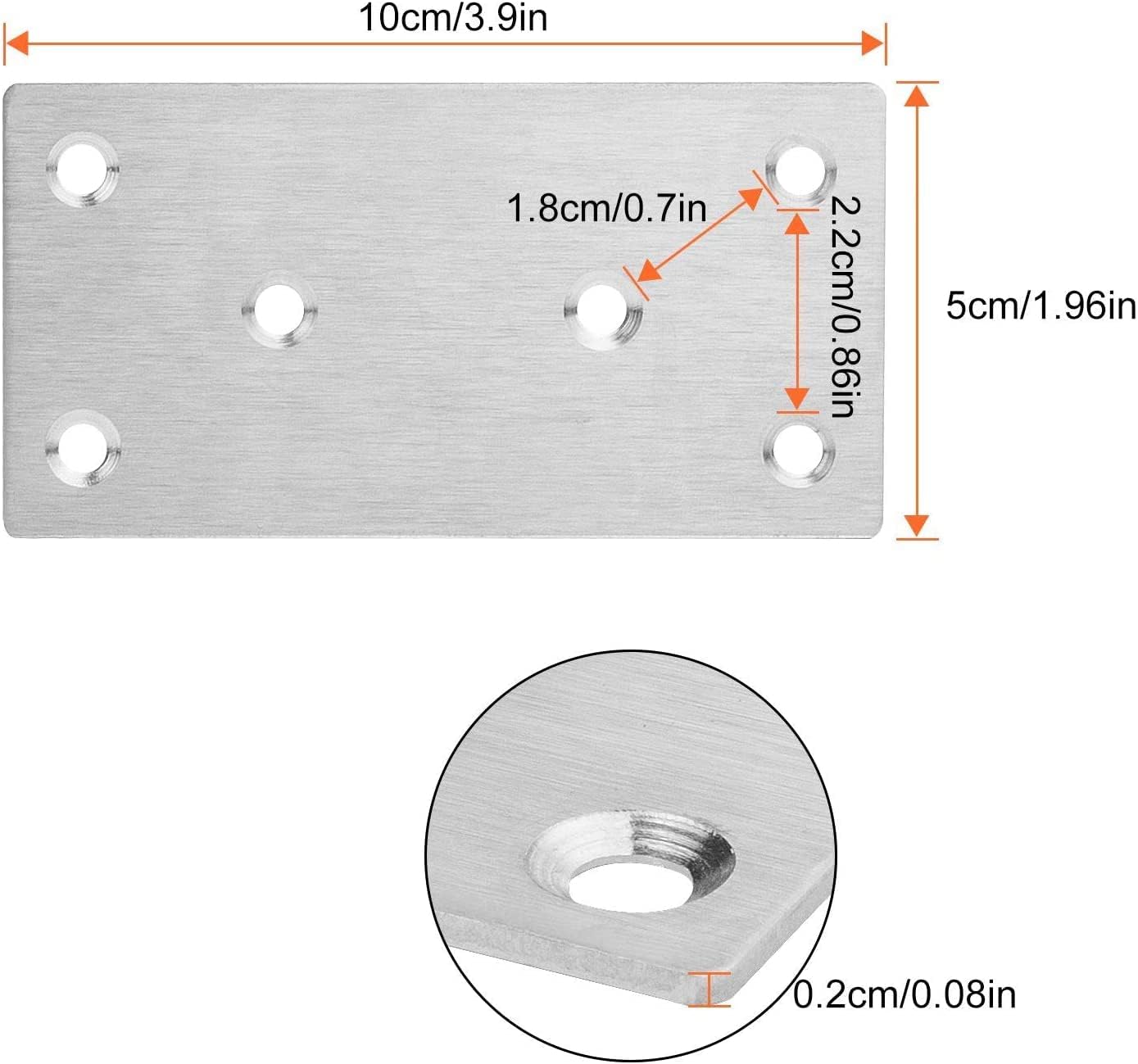 22 Pcs Stainless Steel Flat Mending Plate, 2x4 Inch Metal Brackets Q7961