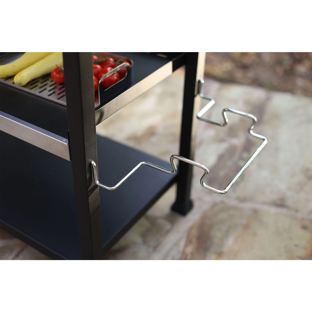 Three-Shelf Stainless Steel Outdoor Dining Cart Table on Wheels P687