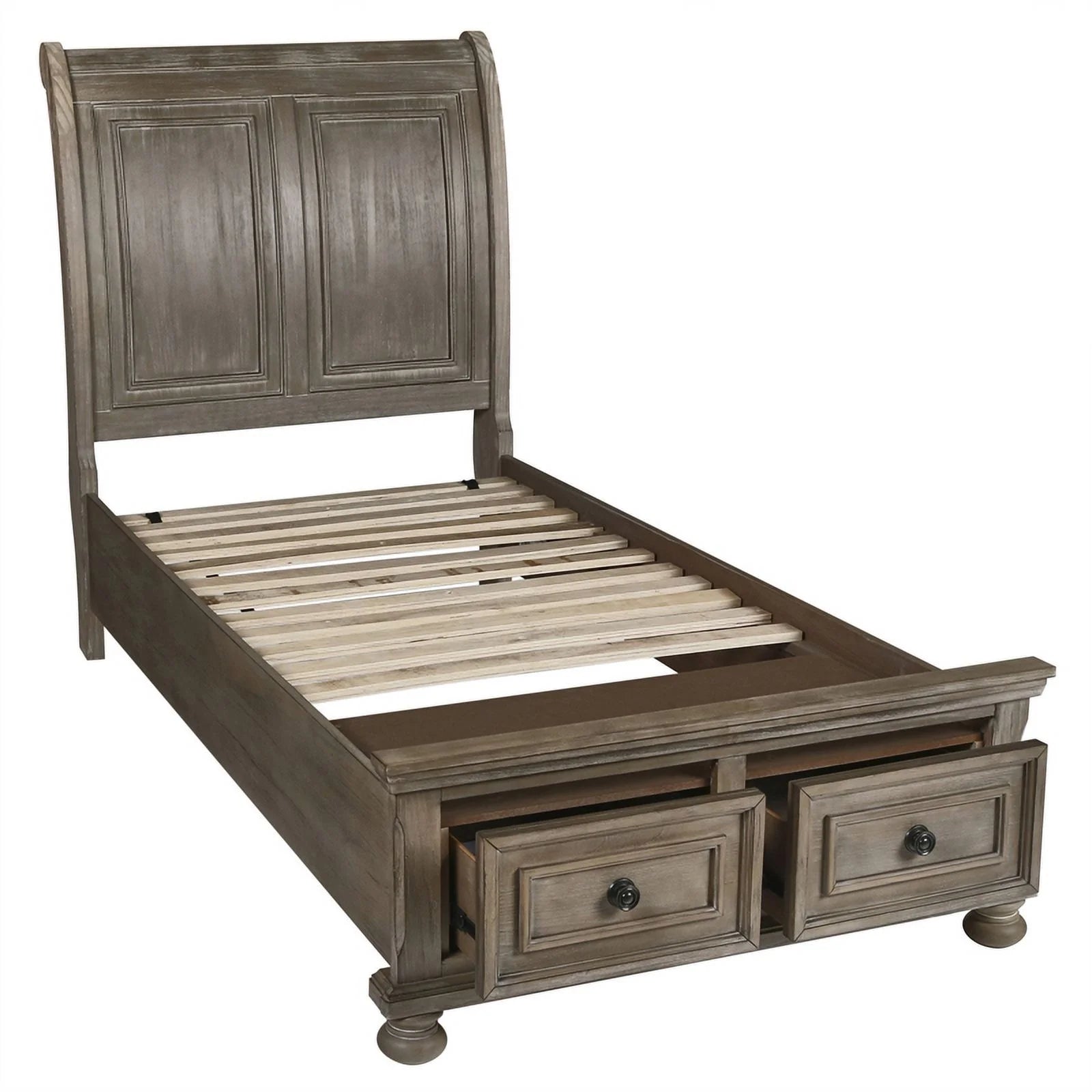 4PC Wood Twin Bedroom Set with Chest in Pewter P45575