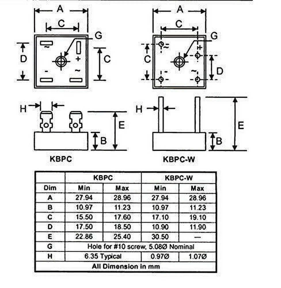 5/10Pcs 1000V 50A Metal Case Single Phase Diode Bridge Rectifier A46002
