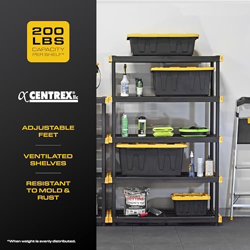 Black 5-Tier Heavy Duty Plastic Storage Shelving Unit I6005