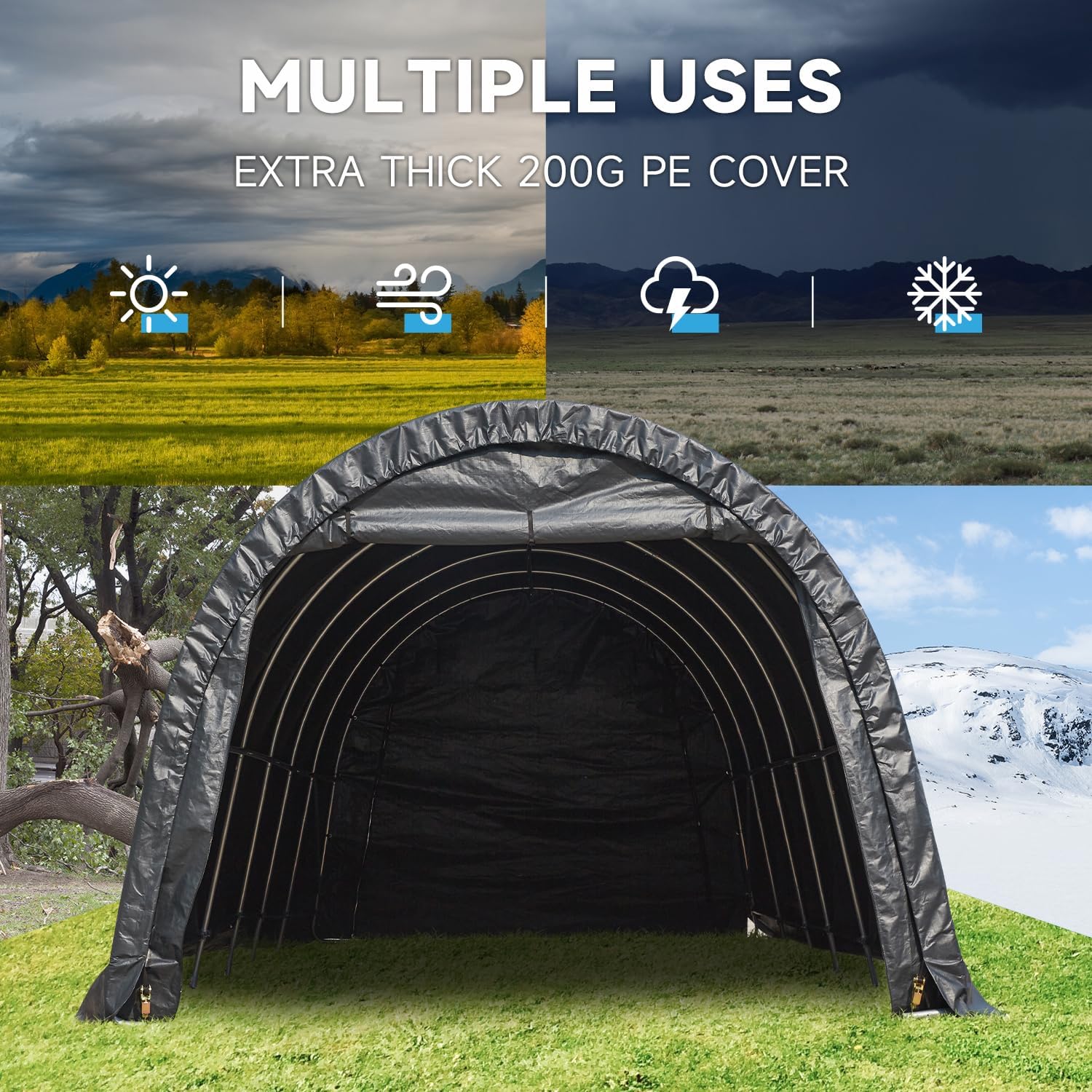 12 x 24 FT Heavy Duty Carport with All-Steel Metal Frame G4887