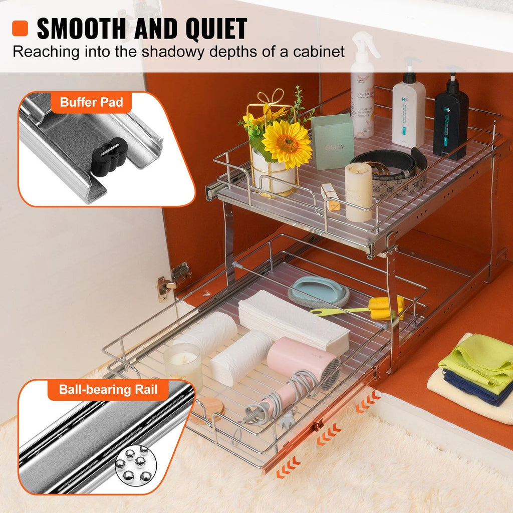 Chrome-Plated Steel Pull Out Cabinet Organizer O309017