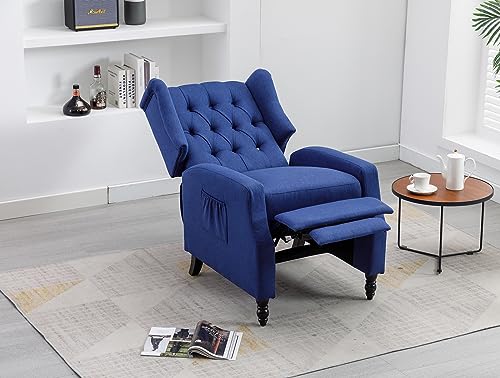 Navy Wingback Recliner Chair Set of 2 M401