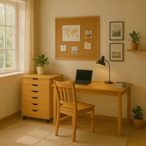 White Solid Wood 6 Drawer Roll Cart L43558