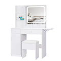 White Vanity Desk with Mirror and LED Lights F6503