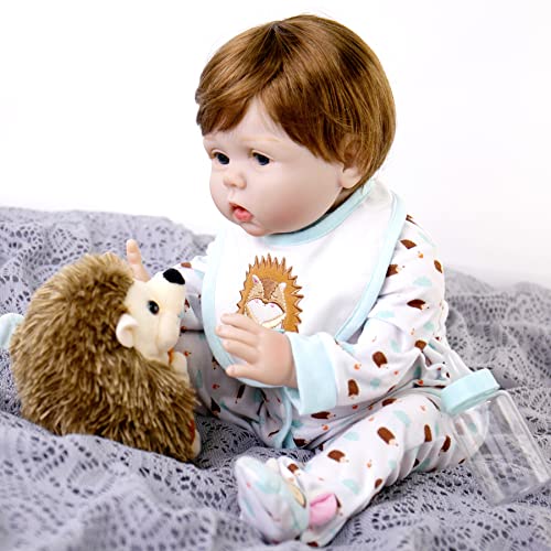 22 Inch Realistic Lifelike Newborn Baby Doll with Teddy Toy and Doll Accessories D3281