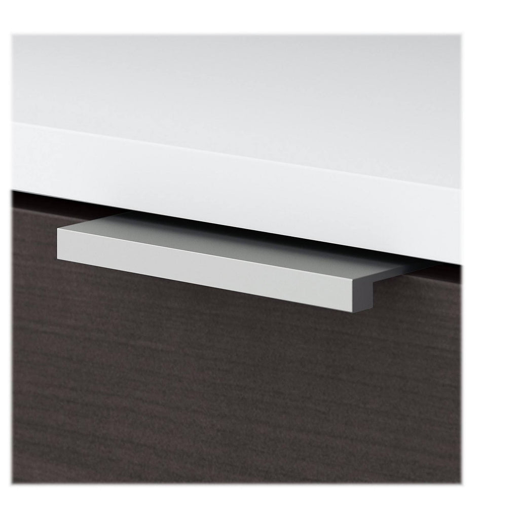 Storm Gray White Low Storage Cabinet with Doors and Shelves T441544