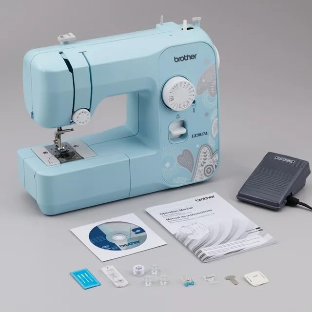 17-Stitch Portable Full-Size Sewing Machine, White R55034
