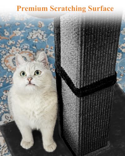 Large Sisal Cat Scratching Post with Plush Perch, Light Grey P593699