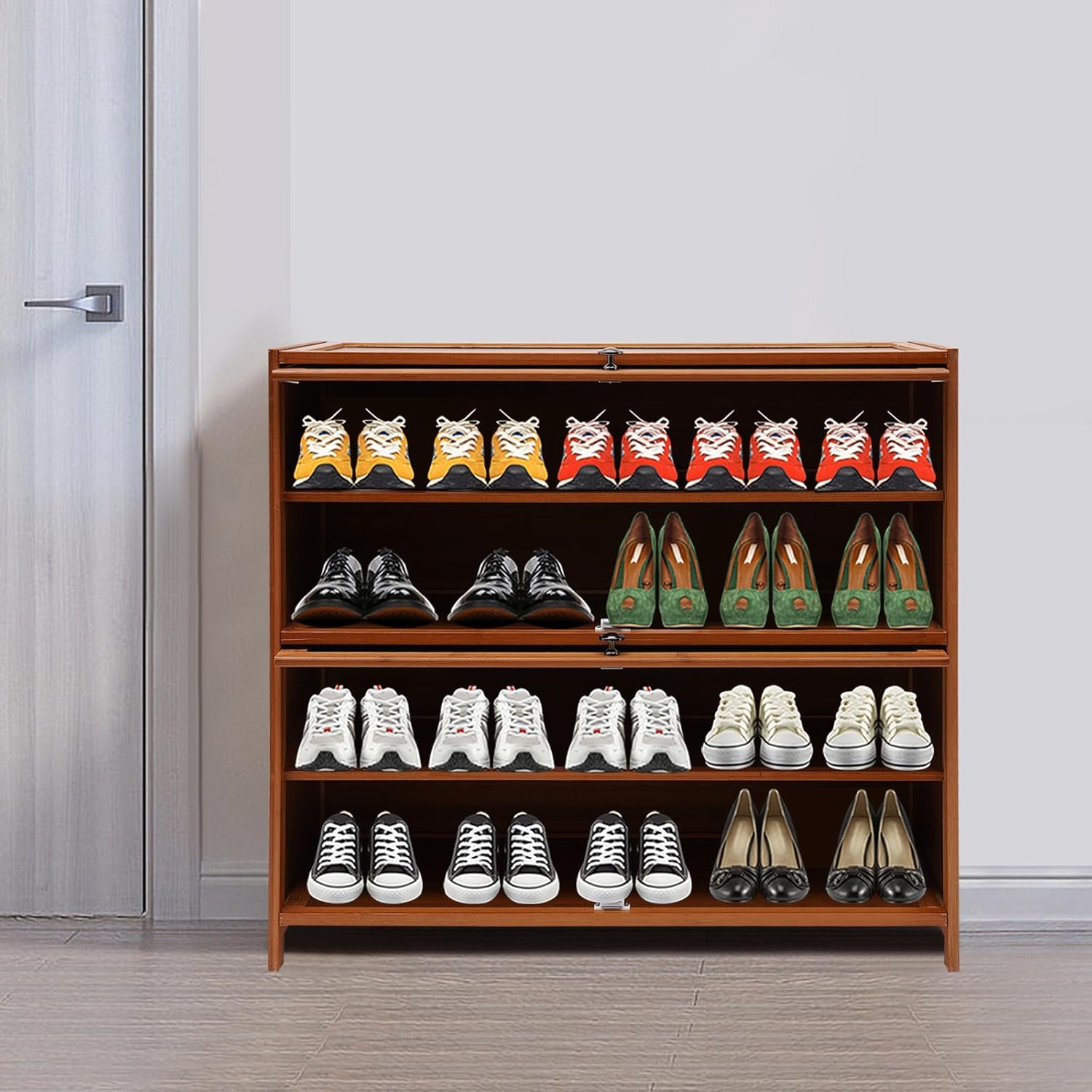 4-Tier Brown Bamboo Shoe Rack A63972