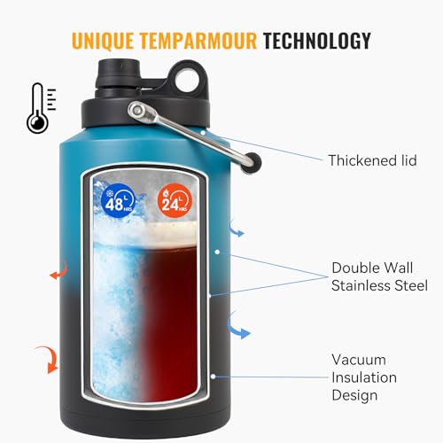 Insulated Gallon Jug, 128oz Stainless Steel Double Vacuum Water Bottle M8129