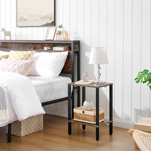 Rustic Brown and Black 2-Tier Narrow Side Table G92431