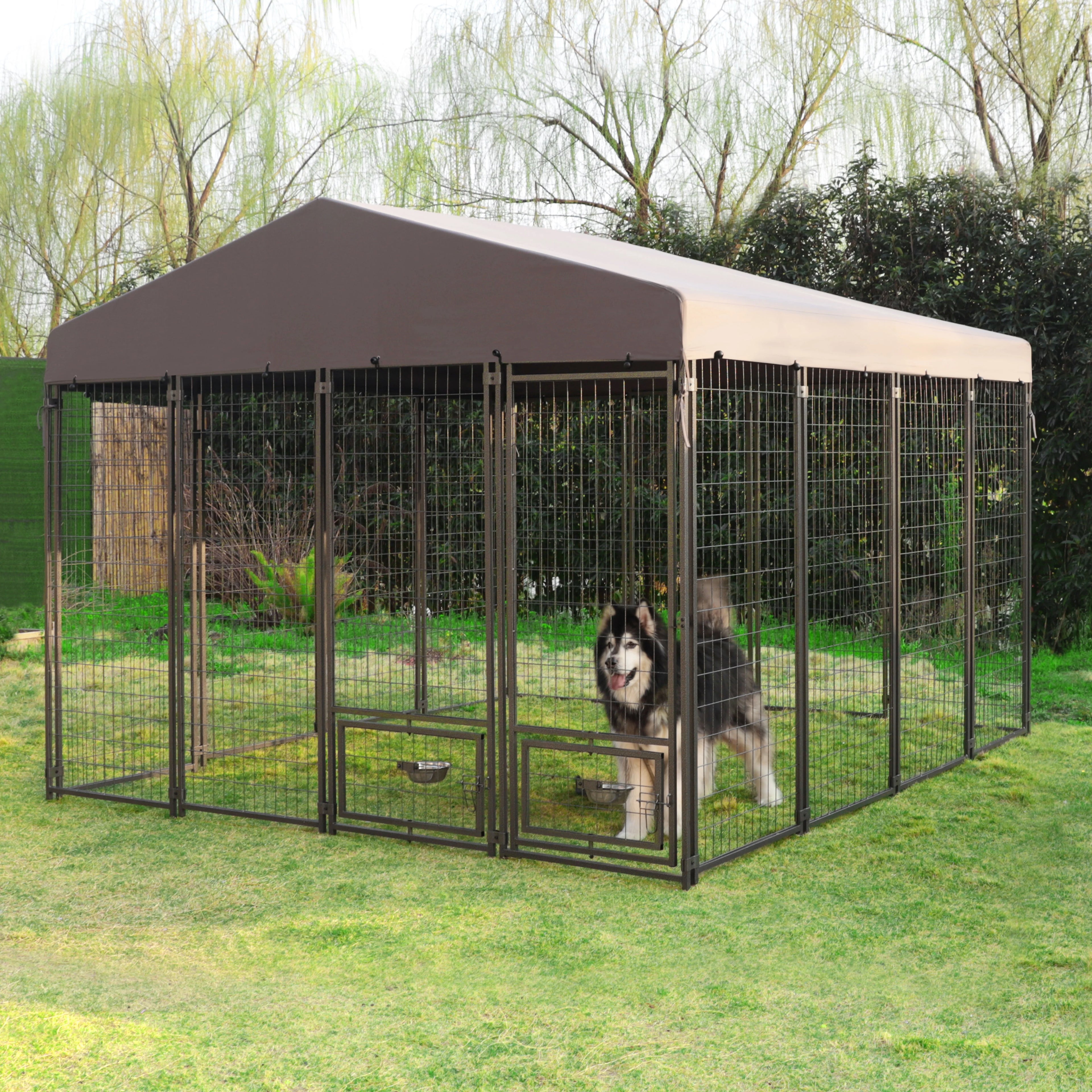 10x10 ft Outdoor Dog Kennel with Waterproof Canopy B321151