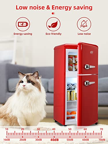 Compact Refrigerator with Freezer, Mini Fridge, Red M7693