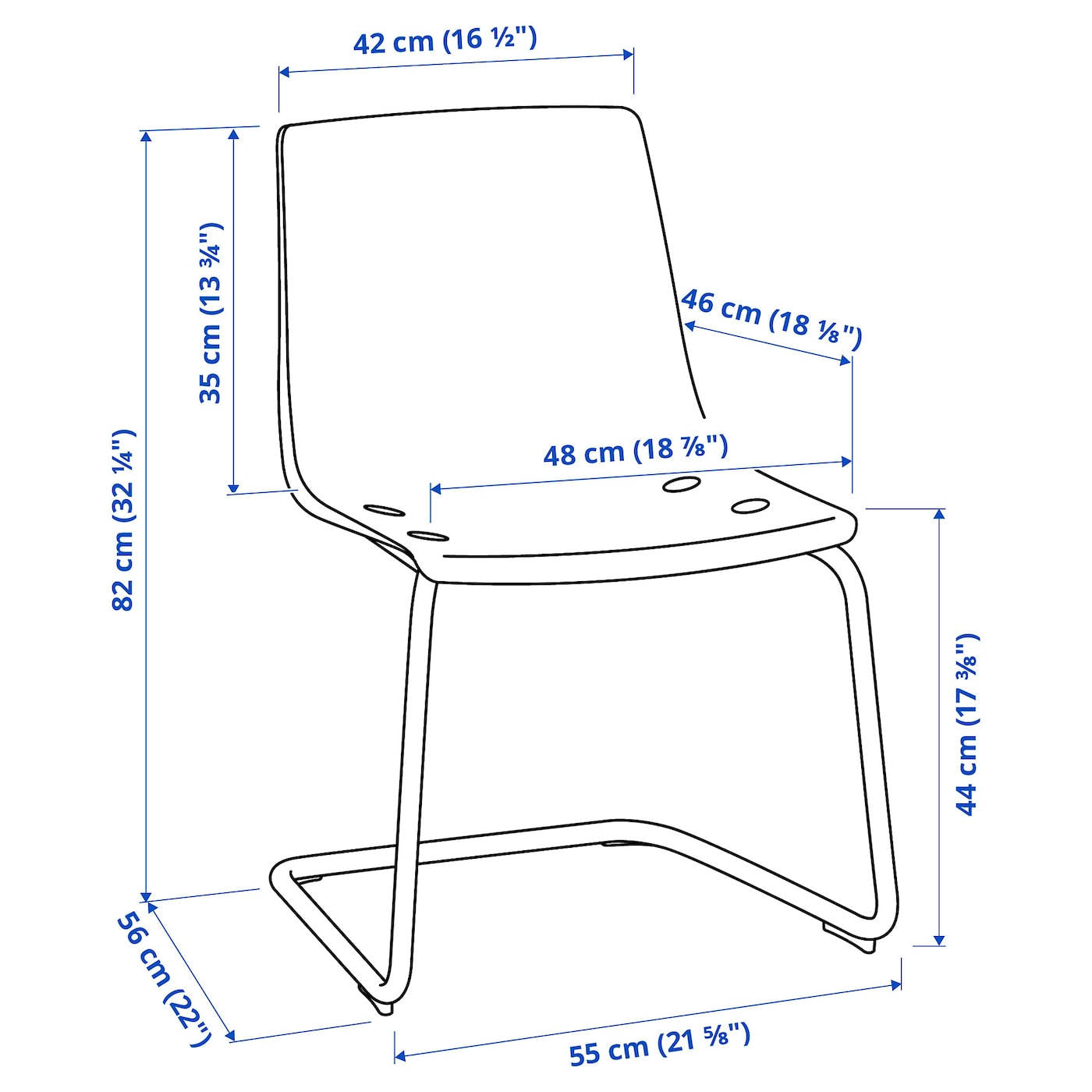 Blue/Chrome Plated Chair L199519