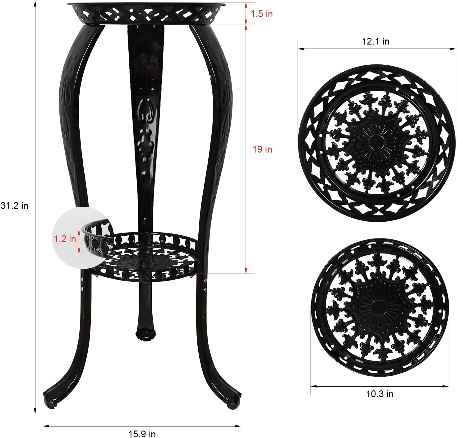 2-Pack Black Metal Plant Stand X23405