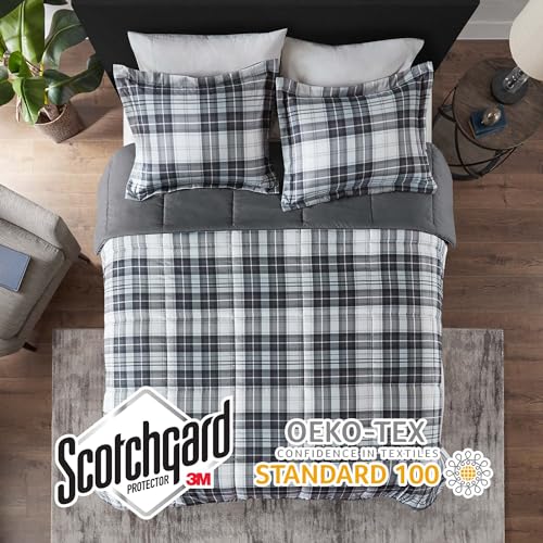 Black King 3 Piece Plaid Comforter Set F482