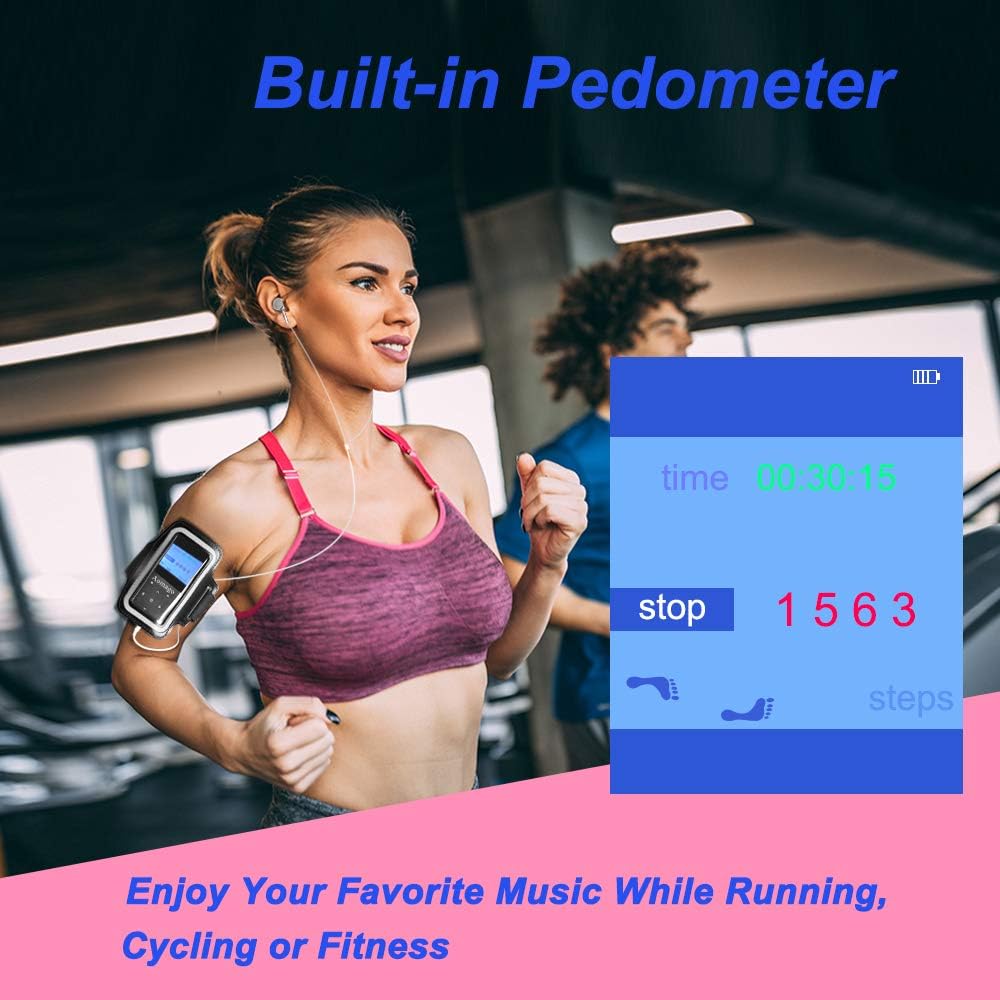 MP3 Player with Bluetooth 4.1 Built in Speaker, 2.4" Touch Screen, 16GB SD Card E437