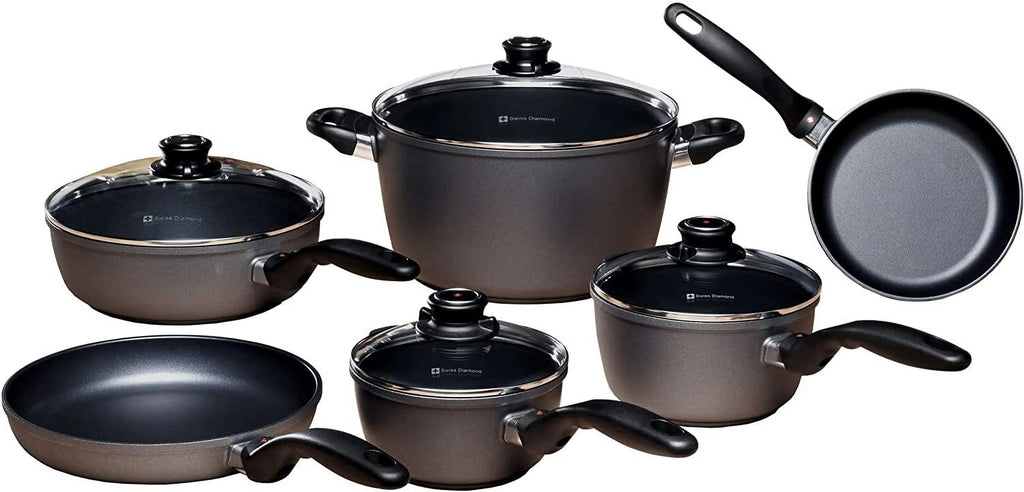 10 Piece Nonstick Diamond Coated Aluminum Cookware Set G996029