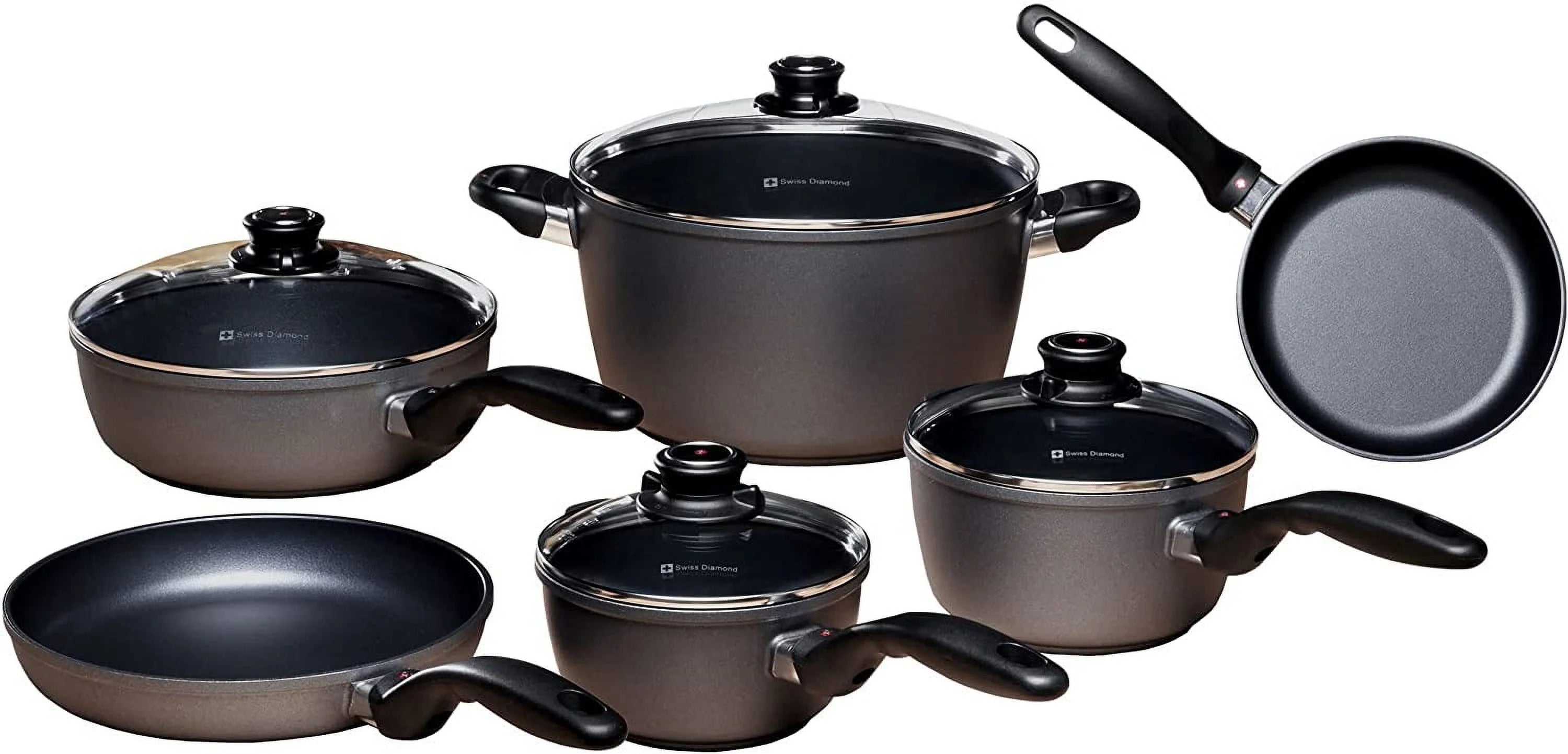 10 Piece Nonstick Diamond Coated Aluminum Cookware Set G996029