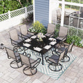 9 Piece Outdoor Metal Patio Dining Set with Swivel Padded Chairs X503758