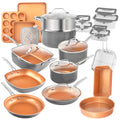 32 Pcs Nonstick Cookware Bakeware Food Storage Set Red C486405