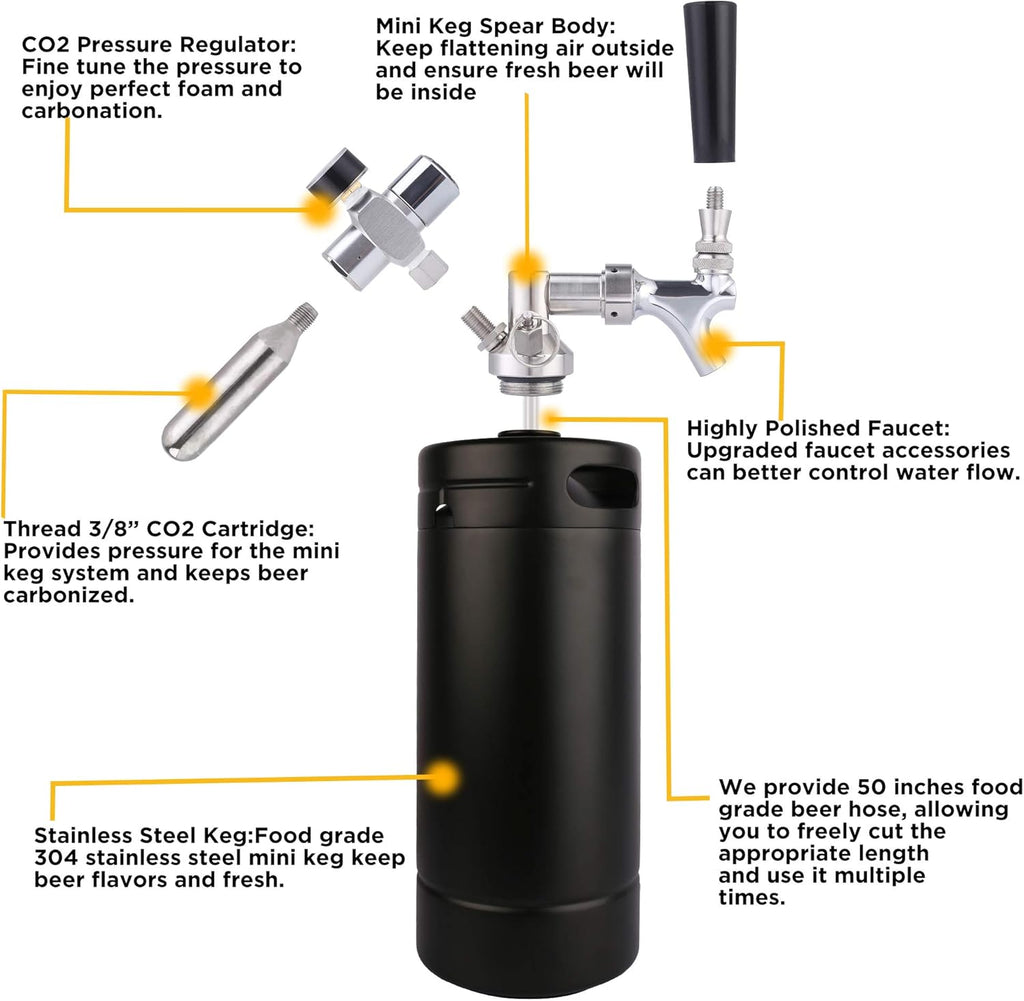 128oz Pressurized Stainless Steel Mini Keg with Cooler Jacket F1248