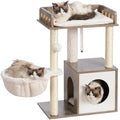 Rustic Brown Wooden Cat Tree with 3 Scratching Posts U357297