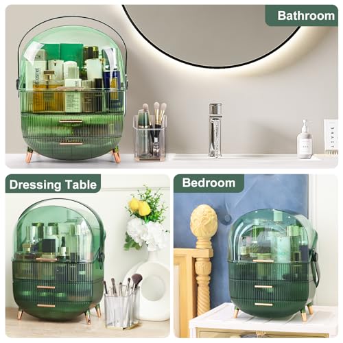 White Makeup Organizer with Lid and Drawers H537