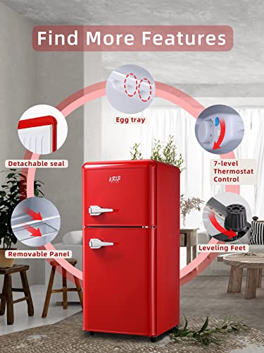 Compact Refrigerator with Freezer, Mini Fridge, Red M7693