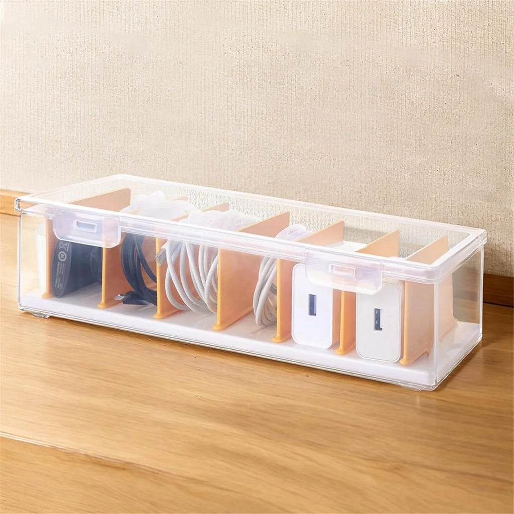 Clear Cable Organizer Box with Lid X686469