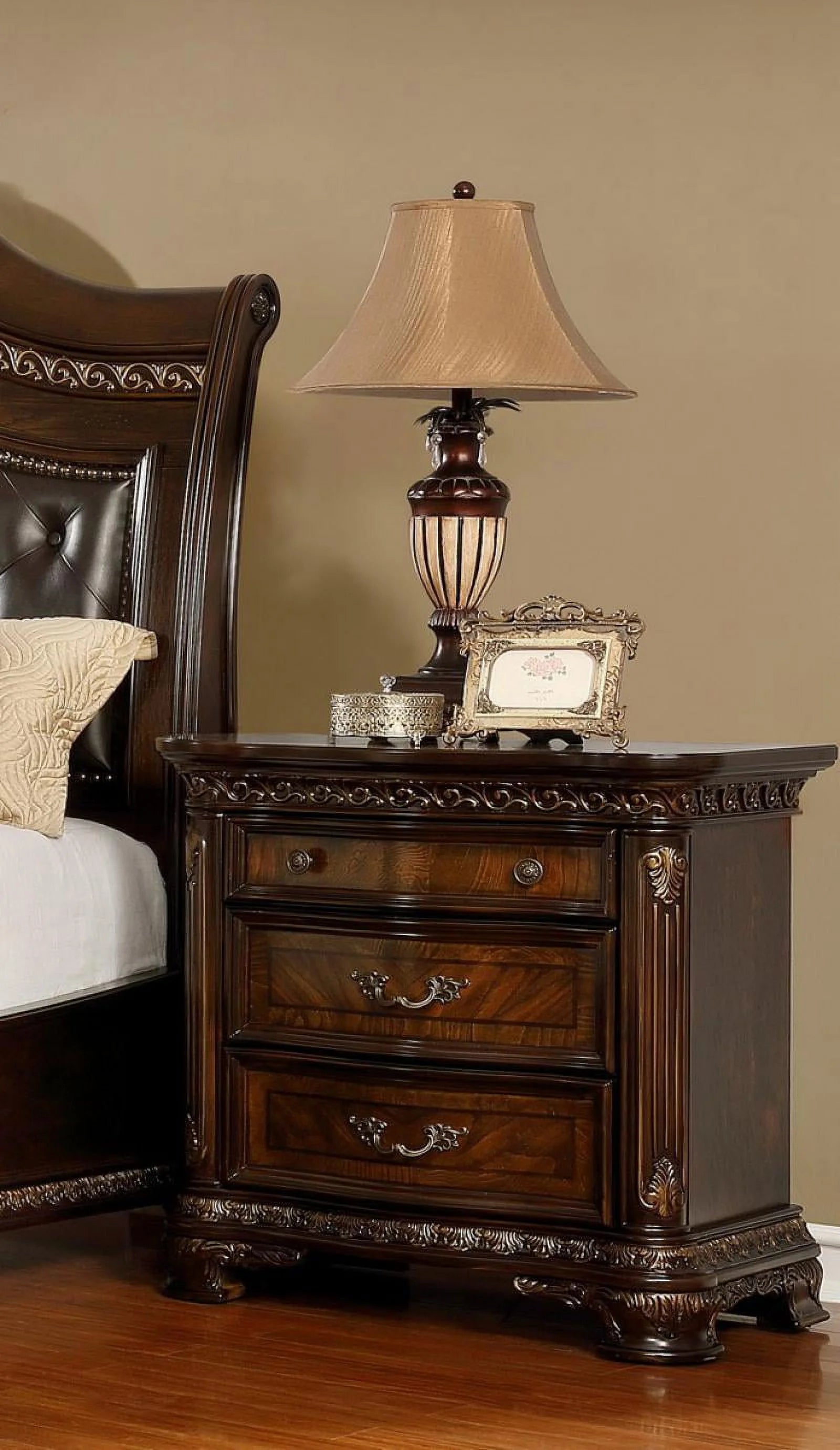 King Size Leather Headboard Bedroom Set 3Pcs Y754