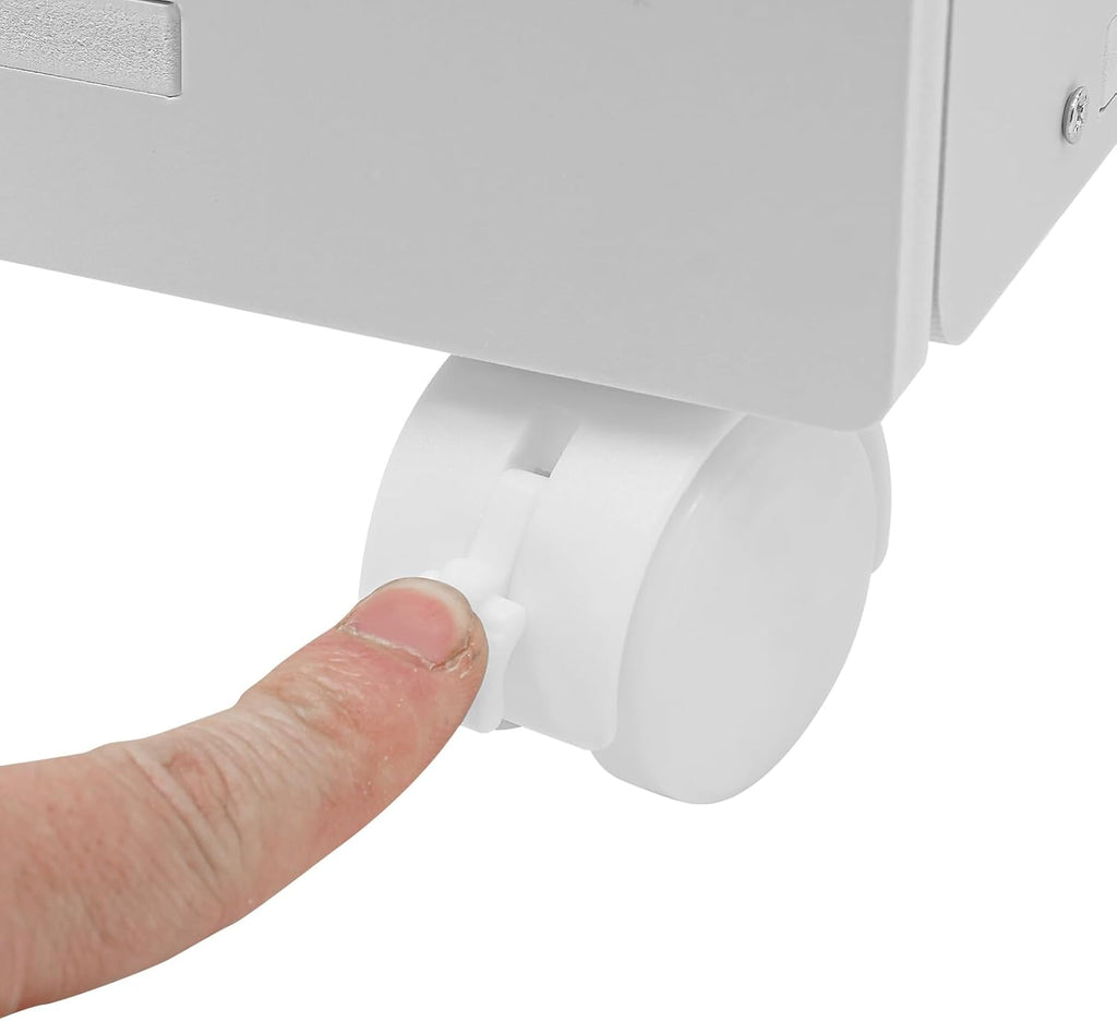White Slim Rolling Bathroom Storage Cabinet K967886