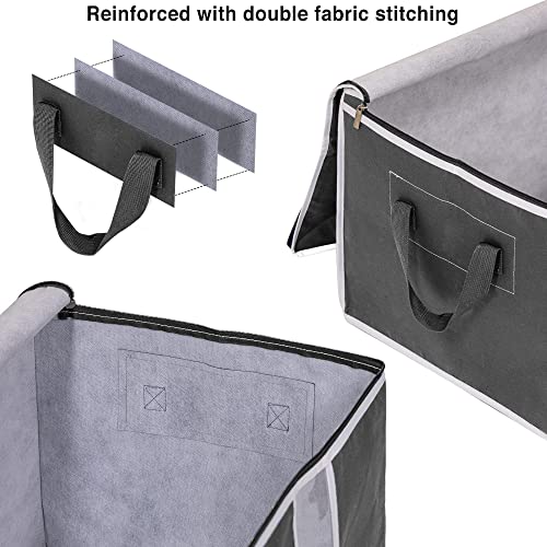 3 Pack Grey Stackable Clothes Storage Bag with Zippers M75947