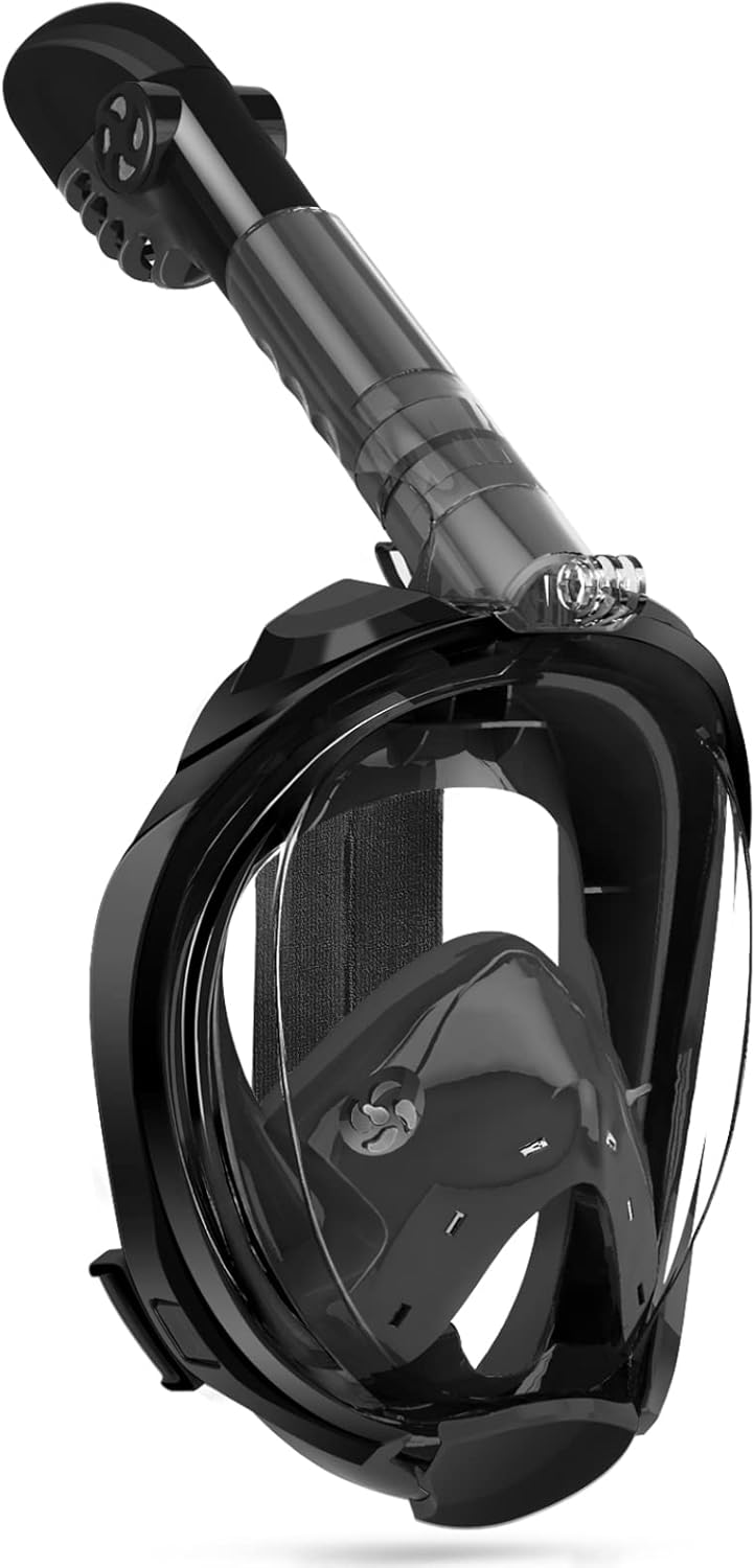 Full Face Snorkel Mask with Detachable Camera Mount, Panoramic 180 Degree View Dive Mask, Dry Top Set, Pack of 2 G8976